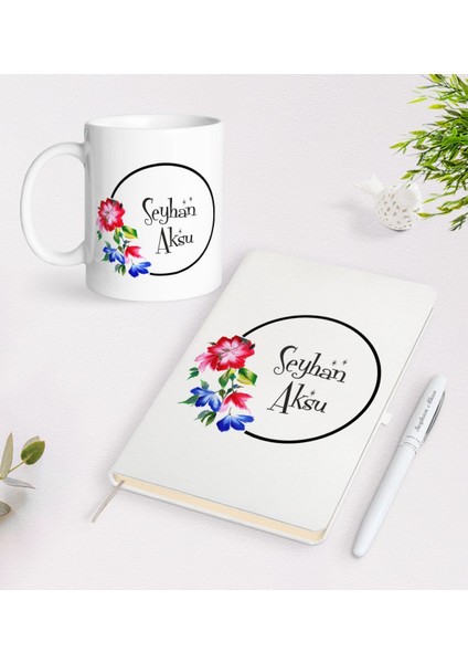Kişiye Özel Isimli Beyaz Defter Kalem Kupa Seti-14