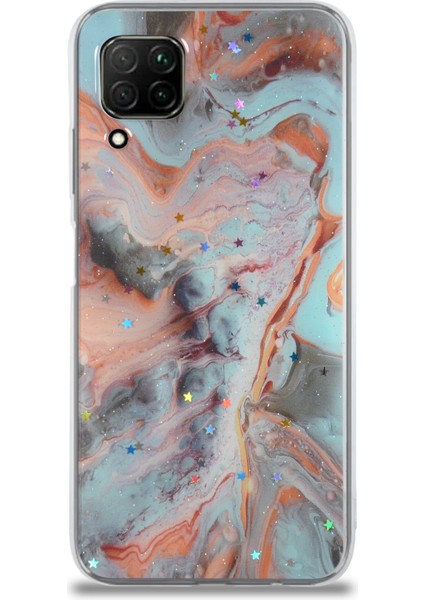 Caseworld Huawei P40 Lite Kapak Mermer Desenli Pop Socketli Silikon Kılıf - Mercan fiyatları