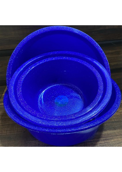 Simli 4'lü Badya, Renkli Badya Set, Bulaşık Leğeni, Mavi
