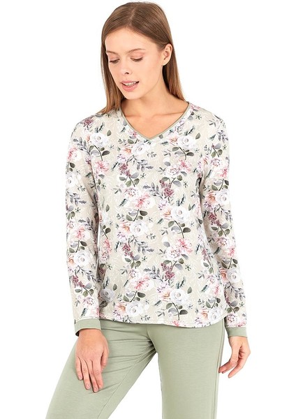Kadın Uzun Pijama Takımı 50676 - Baskılı