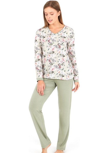 Kadın Uzun Pijama Takımı 50676 - Baskılı