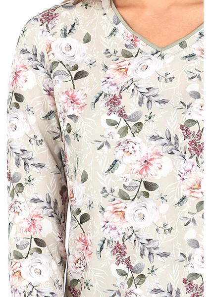 Kadın Uzun Pijama Takımı 50676 - Baskılı