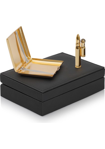 Mermi Çakmak ve Metal Sigara Tabakası Set