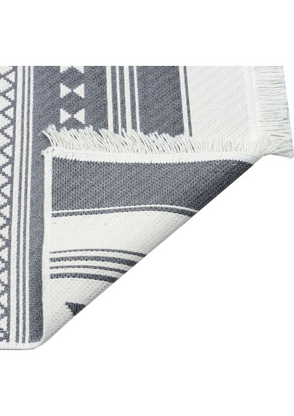 Arya AR 07 Gri Beyaz Yıkanabilir Çift Taraflı Pamuk Kilim