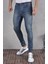 Erkek Jeans Skinny Fit Likralı Mavi Dar Paça Tırnaklı Kot Pantolon 1