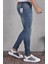 Erkek Jeans Skinny Fit Likralı Mavi Dar Paça Tırnaklı Kot Pantolon 2