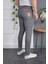 Erkek Jeans Skinny Fit Likralı Antrasit Gri Dar Paça Kot Pantolon 3