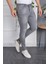 Erkek Jeans Skinny Fit Likralı Eskitilmiş Görünümlü Gri Dar Paça Kot Pantolon 2