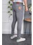 Erkek Jeans Skinny Fit Likralı Eskitilmiş Görünümlü Gri Dar Paça Kot Pantolon 3