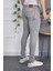 Erkek Jeans Skinny Fit Likralı Açık Gri Dar Paça Kot Pantolon 3