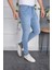 Erkek Jeans Skinny Fit Likralı Açık Mavi Italyan Stil Dar Paça Tırnaklı Kot Pantolon 3