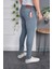 Erkek Jeans Slim Fit Likralı Mavi Dar Kesim Tırnaklı Kot Pantolon 2