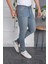 Erkek Jeans Slim Fit Likralı Mavi Dar Kesim Tırnaklı Kot Pantolon 3