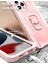 iPhone 13 Pro Koruma Shockproof Bumper Yerleşik Standlılı Kılıf Kapaklı Rose Gold (Yurt Dışından) 4