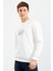 Ekru Yazı Nakışlı O Yaka Rahat Form Erkek Sweatshirt - 88021 3