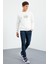 Ekru Yazı Nakışlı O Yaka Rahat Form Erkek Sweatshirt - 88021 4