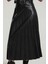 Kadın Siyah Pliseli Deri Etek 2