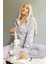 Gri Kartanesi Desenli Kadın Polar Peluş Tulum Pijama 1