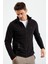 Siyah Erkek Yazı Nakışlı Dik Yaka Fermuarlı Standart Kalıp Sweatshirt Polar - 87992 1