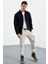 Lacivert Erkek Yazı Nakışlı Dik Yaka Fermuarlı Standart Kalıp Sweatshirt Polar - 87992 2