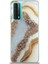 Caseworld Huawei P Smart 2021 Kapak Mermer Desenli Pop Socketli Silikon Kılıf - Gold 2