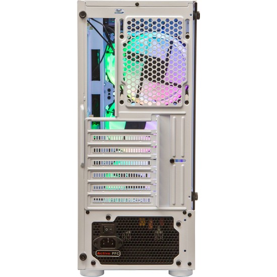 Performax Inferno Tempered Cam RGB 650W 80+Bronze Midi Tower Bilgisayar Kasası Beyaz