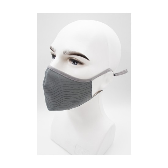 Daima Sağlık Provizyon Maske Çizgili Desenli Kulak Boyu Ayarlanabilir Gri Renkli Mikro Kumaş Yıkanabilir Maske