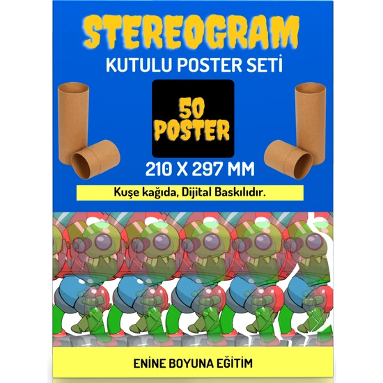 Enine Boyuna Eğitim Stereogram Poster Seti (Kutulu)
