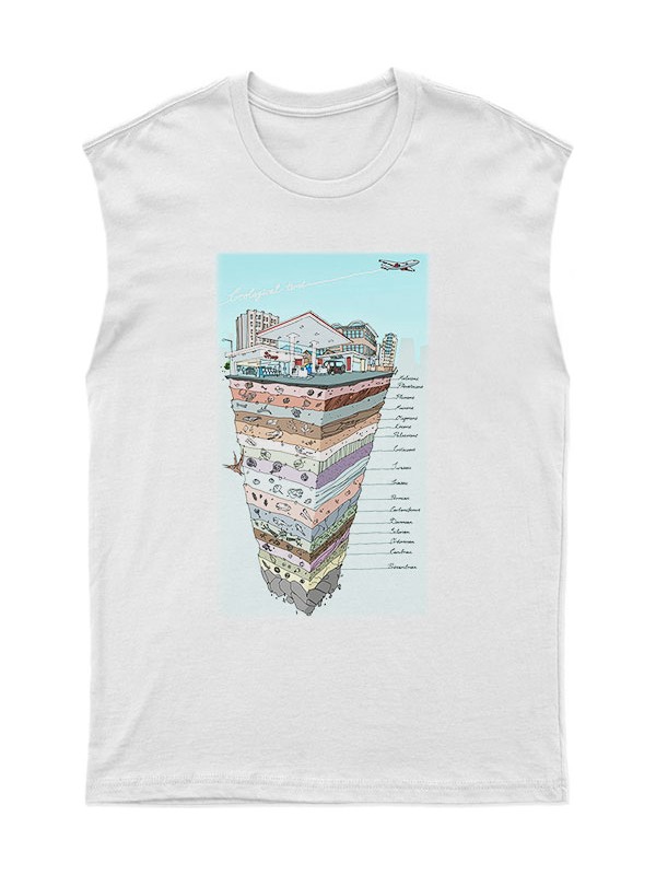 Tişört Fabrikası Jeoloji Mühendisi Desenli Unisex Kolsuz Tişört, Kesik Kol T-Shirt