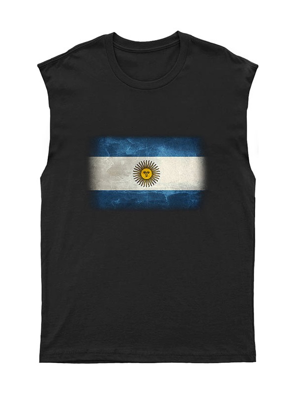 Tişört Fabrikası Arjantin Desenli Unisex Kolsuz Tişört, Kesik Kol T-Shirt