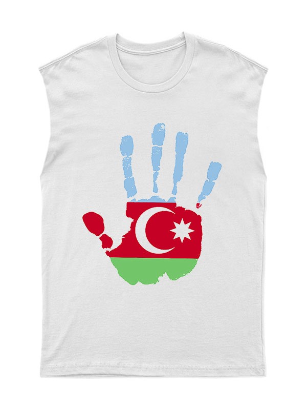 Tişört Fabrikası Azerbaycan Desenli Unisex Kolsuz Tişört, Kesik Kol T-Shirt
