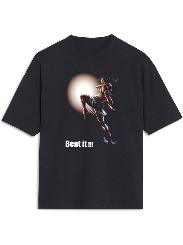 Tişört Fabrikası Muay Thai Desenli Unisex Oversize Tişört Oversize T-Shirt