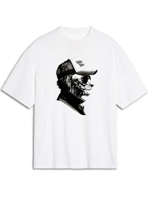 Tişört Fabrikası Hippop Rapçi Aslan Desenli Unisex Oversize Tişört Oversize T-Shirt