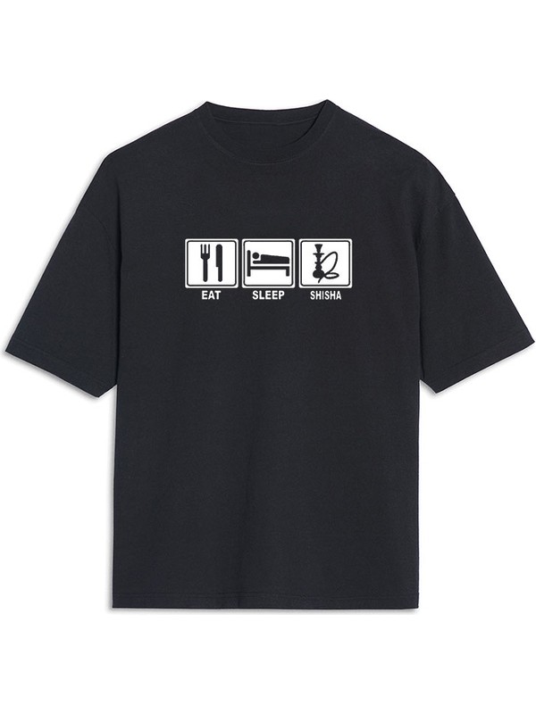 Tişört Fabrikası Nargileci Desenli Unisex Oversize Tişört Oversize T-Shirt