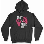 Cix Cix Pembe Don't Panic Bro Siyah Kapşonlu Sweatshirt Hoodie