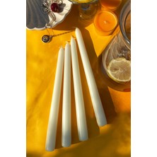 Sanat Sepet İşleri Premium Seri Kokulu Beyaz Konik Şamdan Mum 4'lü Set