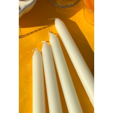 Sanat Sepet İşleri Premium Seri Kokulu Beyaz Konik Şamdan Mum 4'lü Set