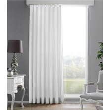 Taç Saten Güneşlik Perde Düz Dikiş Kullanıma Hazır Beyaz