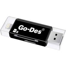 Go Des GD-DK102 Lightning & Micro USB Veri Aktarımı Sd & Micro Sd Kart Okuyucu