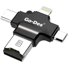 Go Des GD-DK101 4 In 1 Micro Sd Hafıza Kartı Okuyucu USB / Type-C / Lightning / Micro