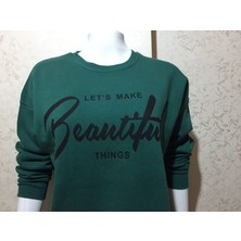DaisyModa Üç Iplik Şardonlu Baskılı Sweatshirt