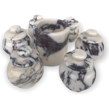 Polen Stone Afyon Menekşe Mermer 7'li Baharatlık - Sosluk Takımı