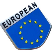 Knmaster Avrupa Birliği Bayrağı Tasarımlı Alüminyum Arma Sticker Etiket