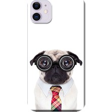 Hesaplı Dünya iPhone 11 Kılıf Gözlüklü Pug Baskılı Esnek Tpu SILIKON189