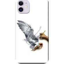 Hesaplı Dünya iPhone 11 Kılıf Kartal Karakalem Baskılı Esnek Tpu SILIKON216