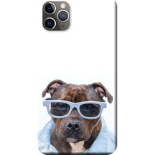 Hesaplı Dünya iPhone 11 Pro Max Kılıf Gözlüklü Köpek Baskılı Esnek Tpu SILIKON726