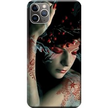 Hesaplı Dünya iPhone 11 Pro Max Kılıf Dövmeli Kız Baskılı Esnek Tpu SILIKON826