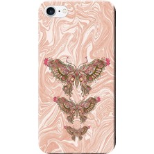 Hesaplı Dünya iPhone 7 Kılıf Kelebekli Ebru Baskılı Esnek Tpu SILIKON3486