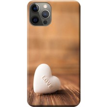 Hesaplı Dünya iPhone 12 Pro Max Kılıf Beyaz Kalp Baskılı Esnek Tpu SILIKON1904