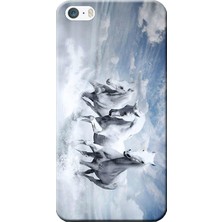 Hesaplı Dünya iPhone 5/5s Kılıf Beyaz Renkli Atlar Baskılı Esnek Tpu SILIKON2205